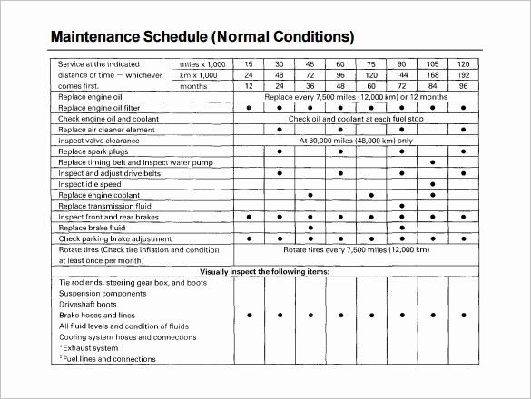 Preventive Maintenance Schedule Template Excel Awesome Vehicle Maintenance Schedule Templates 10 Free Word
