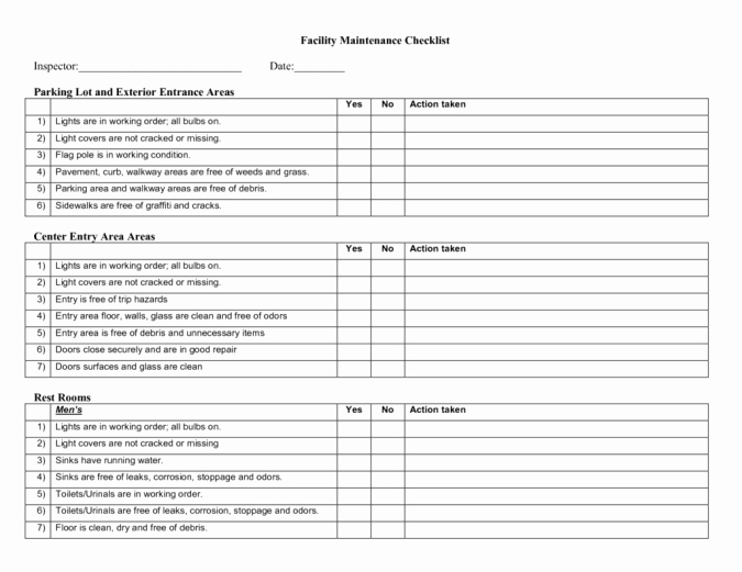 Preventive Maintenance Schedule Template Excel Elegant 7 Facility Maintenance Checklist Templates Excel Templates