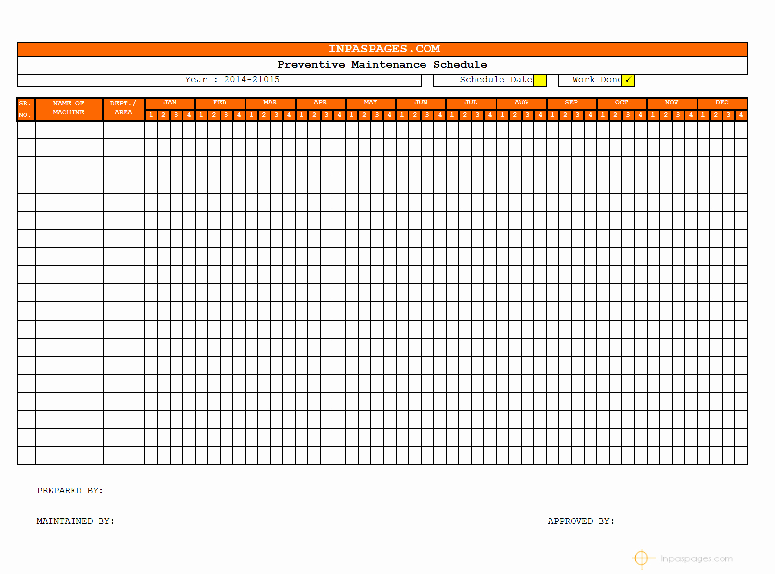Preventive Maintenance Schedule Template Excel Inspirational Free Preventive Maintenance Schedule Template