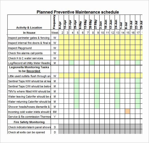 Preventive Maintenance Template Excel Download Luxury 37 Preventive Maintenance Schedule Templates Word