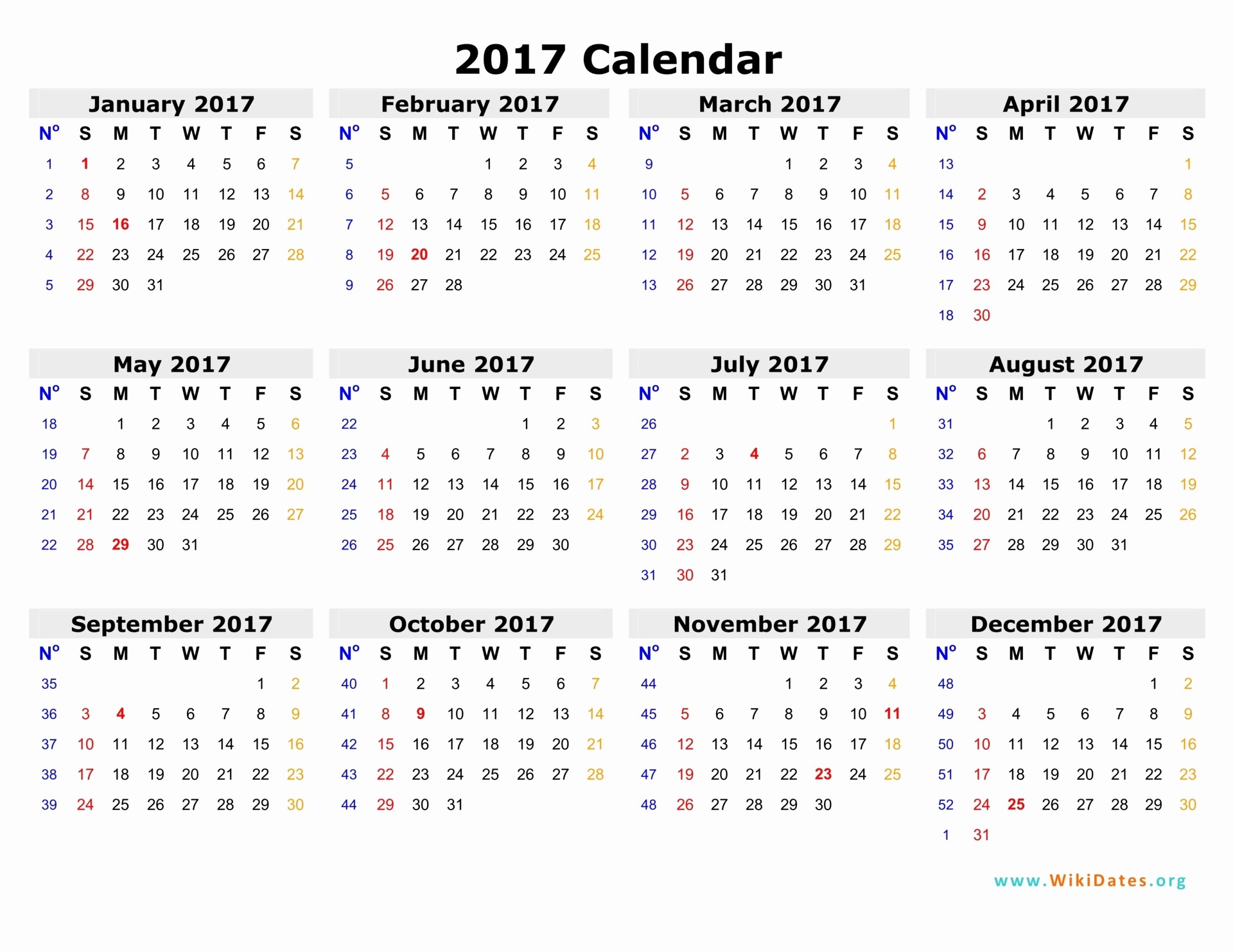 Printable 2017 Monthly Calendar Template Inspirational 2017 Calendar