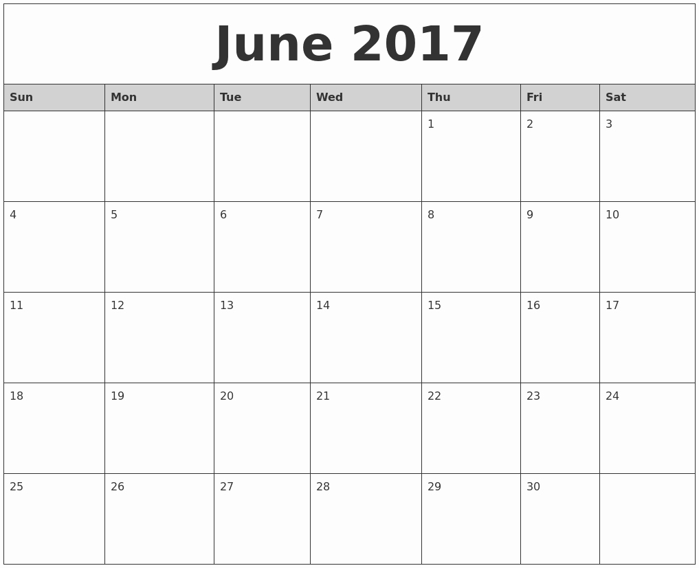 Printable 2017 Monthly Calendar Template Luxury June 2017 Monthly Calendar Printable