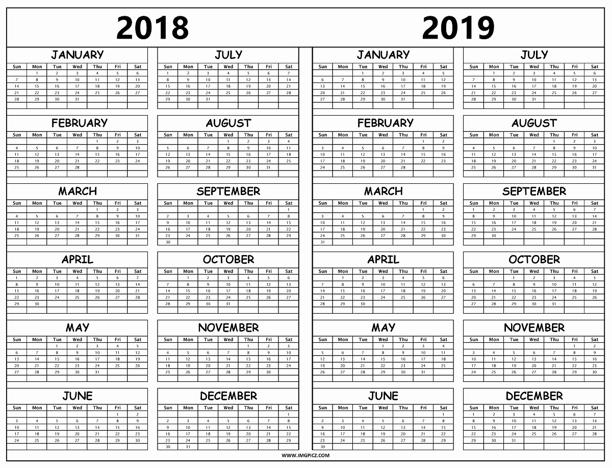 Printable 2018 and 2019 Calendar Best Of 2018 and 2019 Calendar Printable