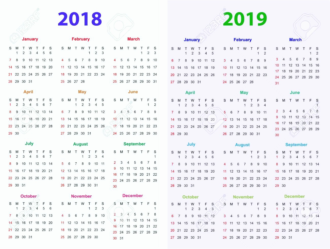 Printable 2018 and 2019 Calendar Lovely Calendar 2018 and 2019 Calendar