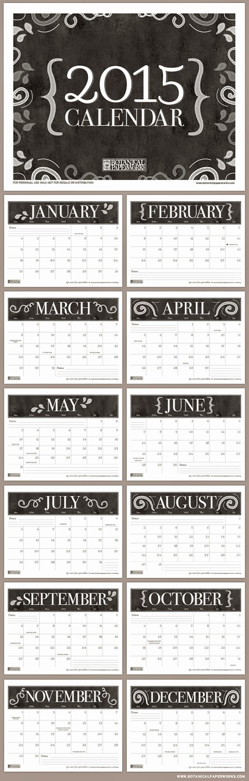 Printable 3 Month Calendar 2015 Inspirational Free Printable 2015 Monthly Calendar