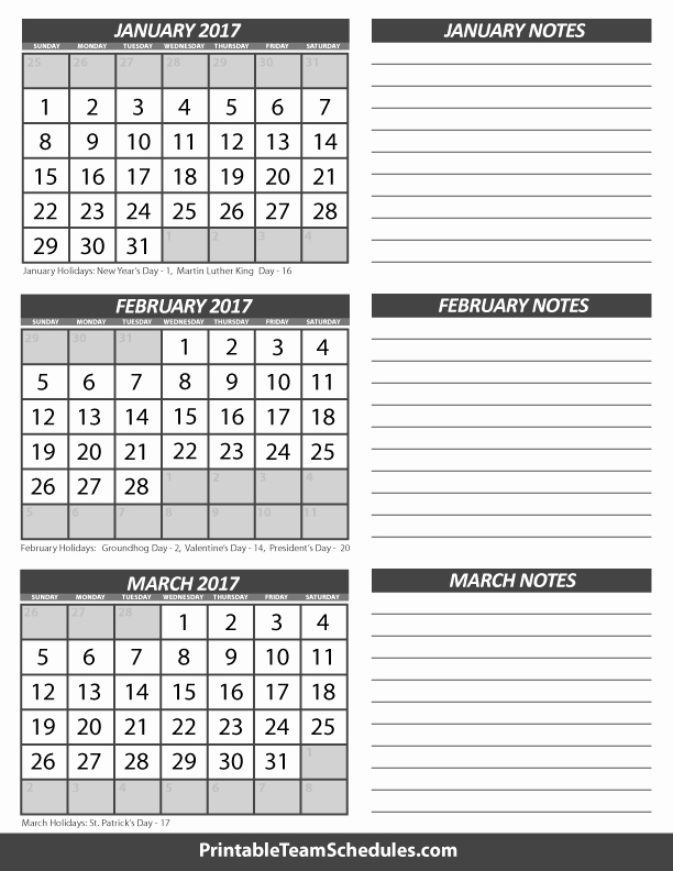 Printable 4 Month Calendar 2017 Best Of January February March 3 Month 2017 Calendar Print Here