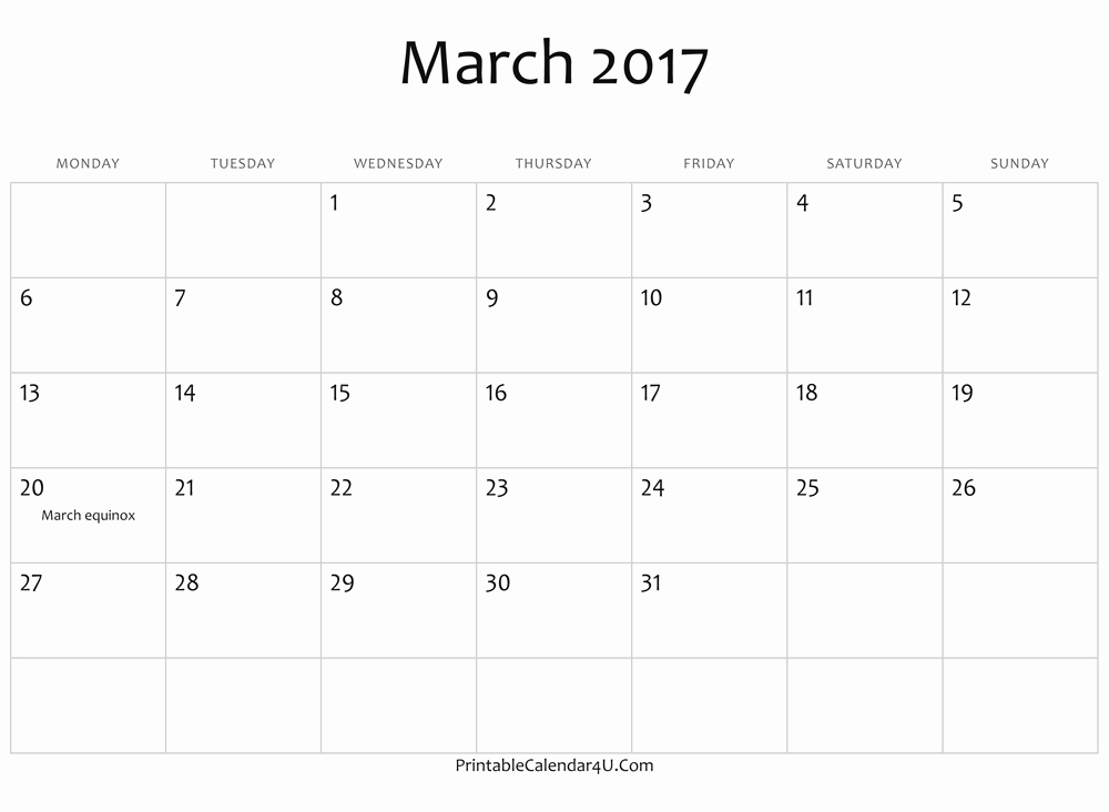 Printable 4 Month Calendar 2017 Elegant Calendar March 2017 Template Word Pdf 2017 Calendar