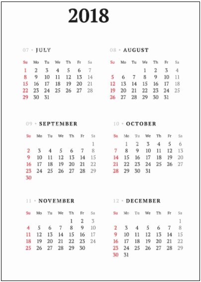 Printable 6 Month Calendar 2018 Beautiful 6 Month E Page Calendar 2018