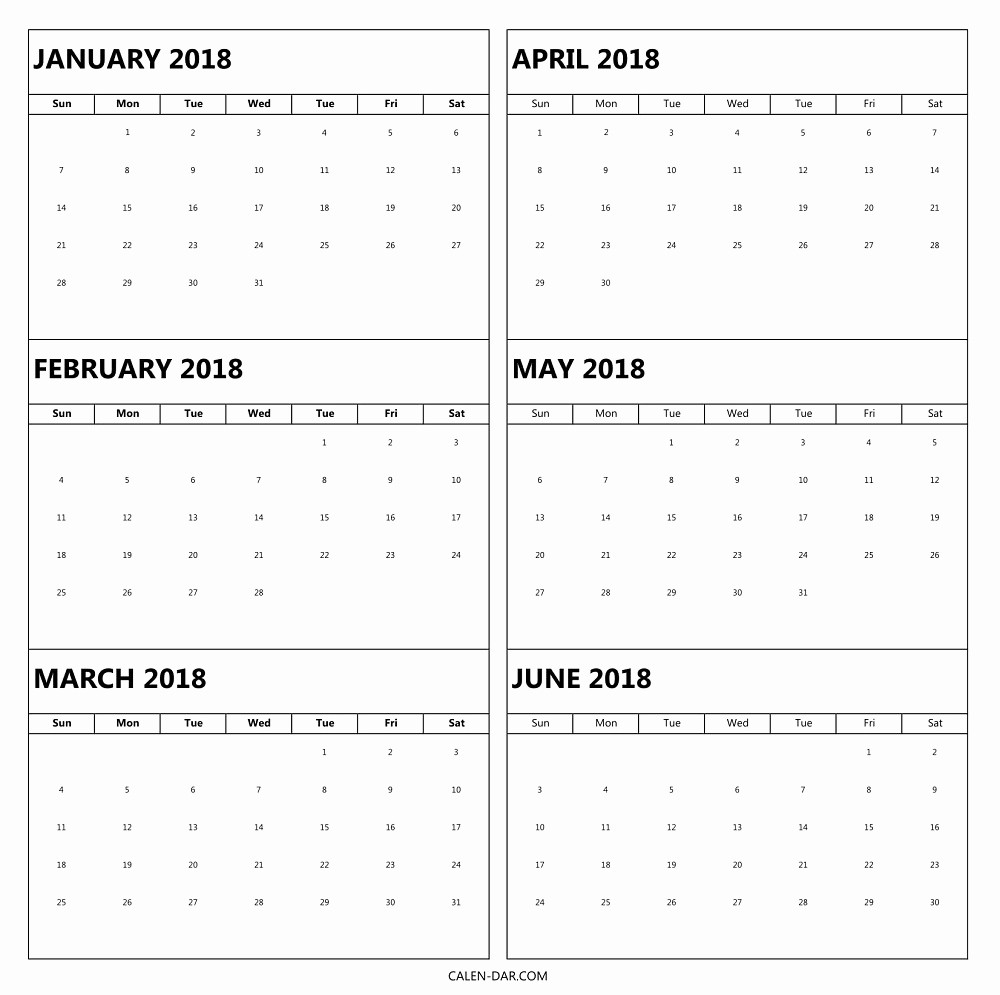Printable 6 Month Calendar 2018 Best Of 6 Month 2018 Calendar Printable [half Year E Page