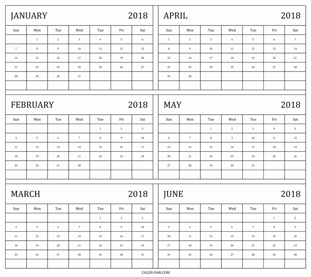 Printable 6 Month Calendar 2018 Fresh 6 Month E Page Calendar 2018