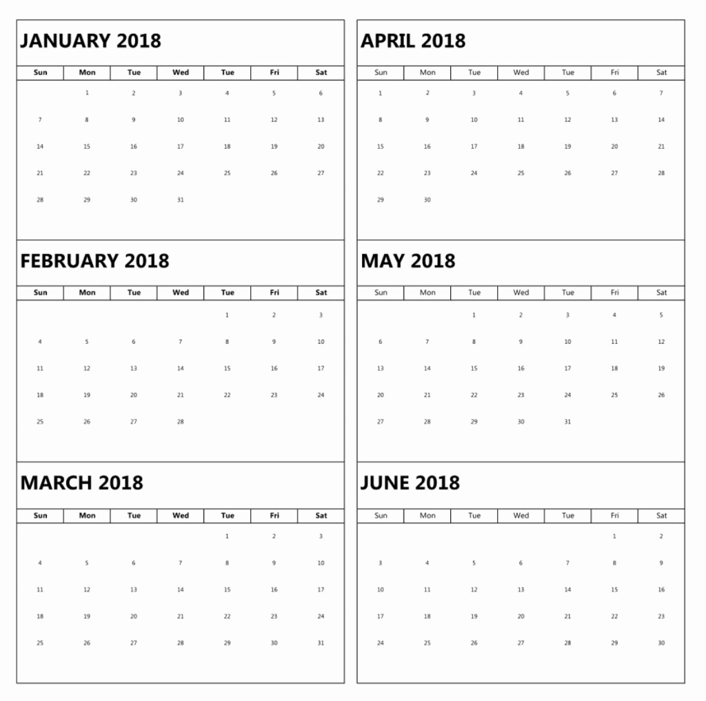 Printable 6 Month Calendar 2018 New 6 Month E Page Calendar 2018