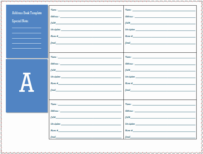 Printable Address Book Template Word Awesome Address Book Template Microsoft Word Templates