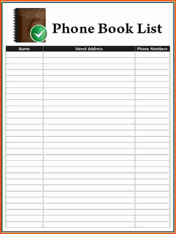 Printable Address Book Template Word Lovely Phone Number List Template