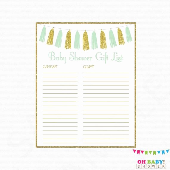 Printable Baby Shower Guest List Awesome Printable Gift List Gender Neutral Baby Shower Guest Sign In