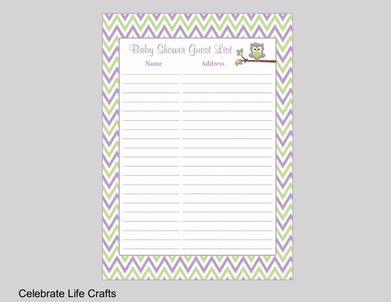 Printable Baby Shower Guest List Best Of Owl Baby Shower Guest List Printable Baby Shower Sign In