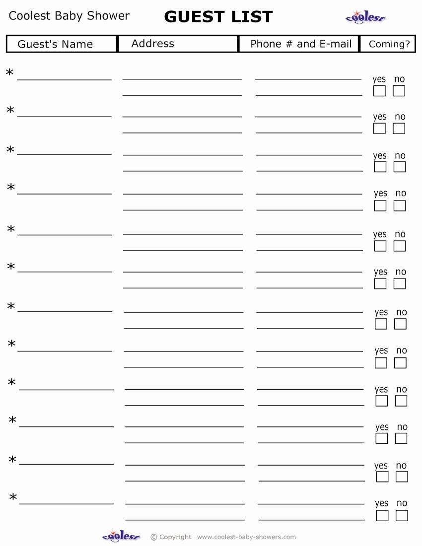 Printable Baby Shower Guest List Fresh organized Template to Keep Track Of Invitations