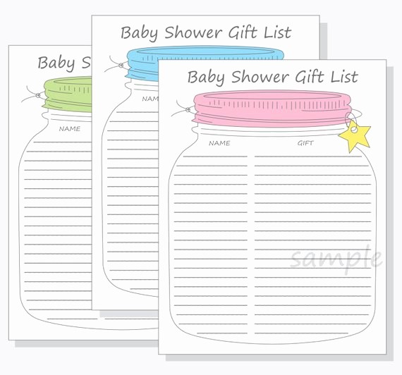 Printable Baby Shower Guest List Inspirational Baby Shower Guest Gift List Printable Diy Mason Jar Design