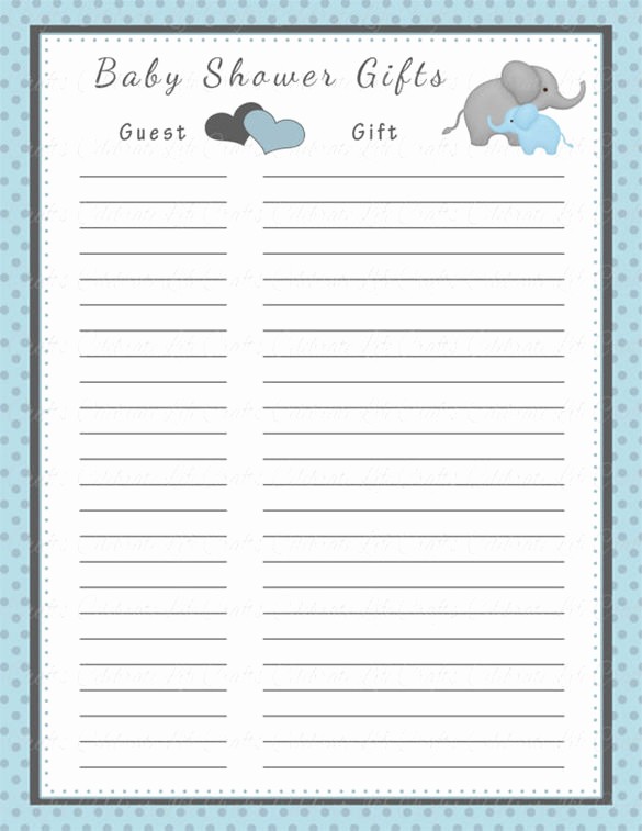 Printable Baby Shower Guest List Lovely Baby Shower Gift List Template – 8 Free Word Excel Pdf