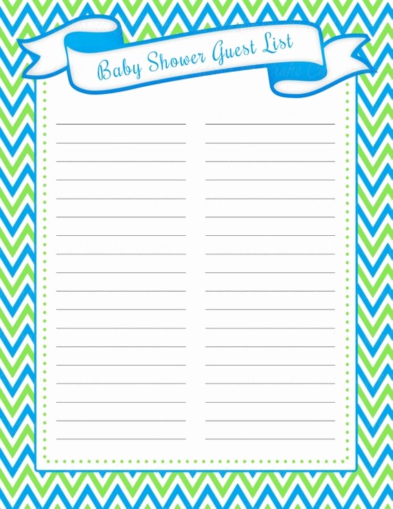 Printable Baby Shower Guest List Unique Baby Shower Guest List Printable Baby by Celebratelifecrafts