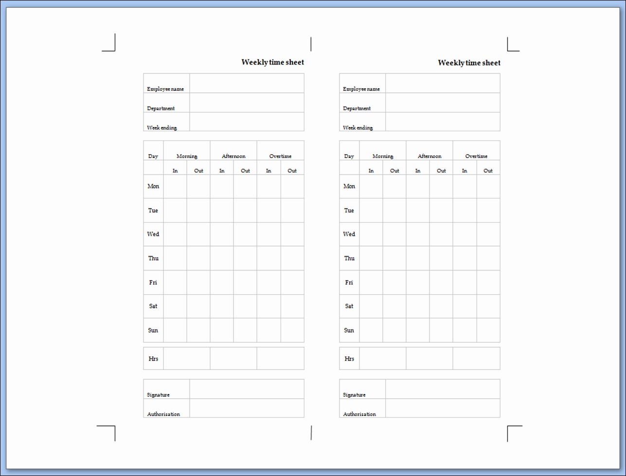 Printable Bi Weekly Time Sheets Awesome My Life All In E Place Weekly Time Sheet to Print for