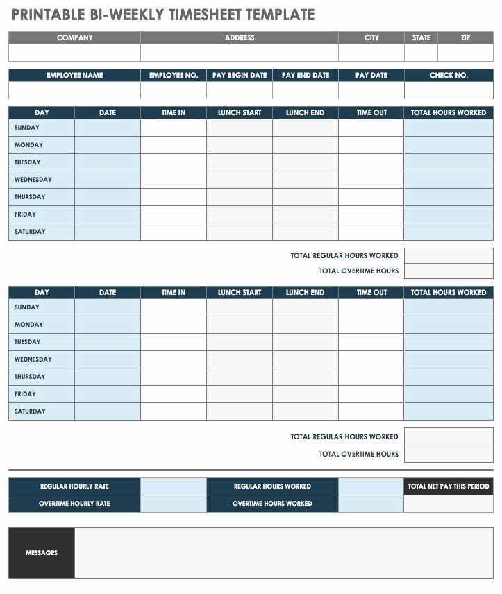 Printable Bi Weekly Time Sheets Lovely 17 Free Timesheet and Time Card Templates
