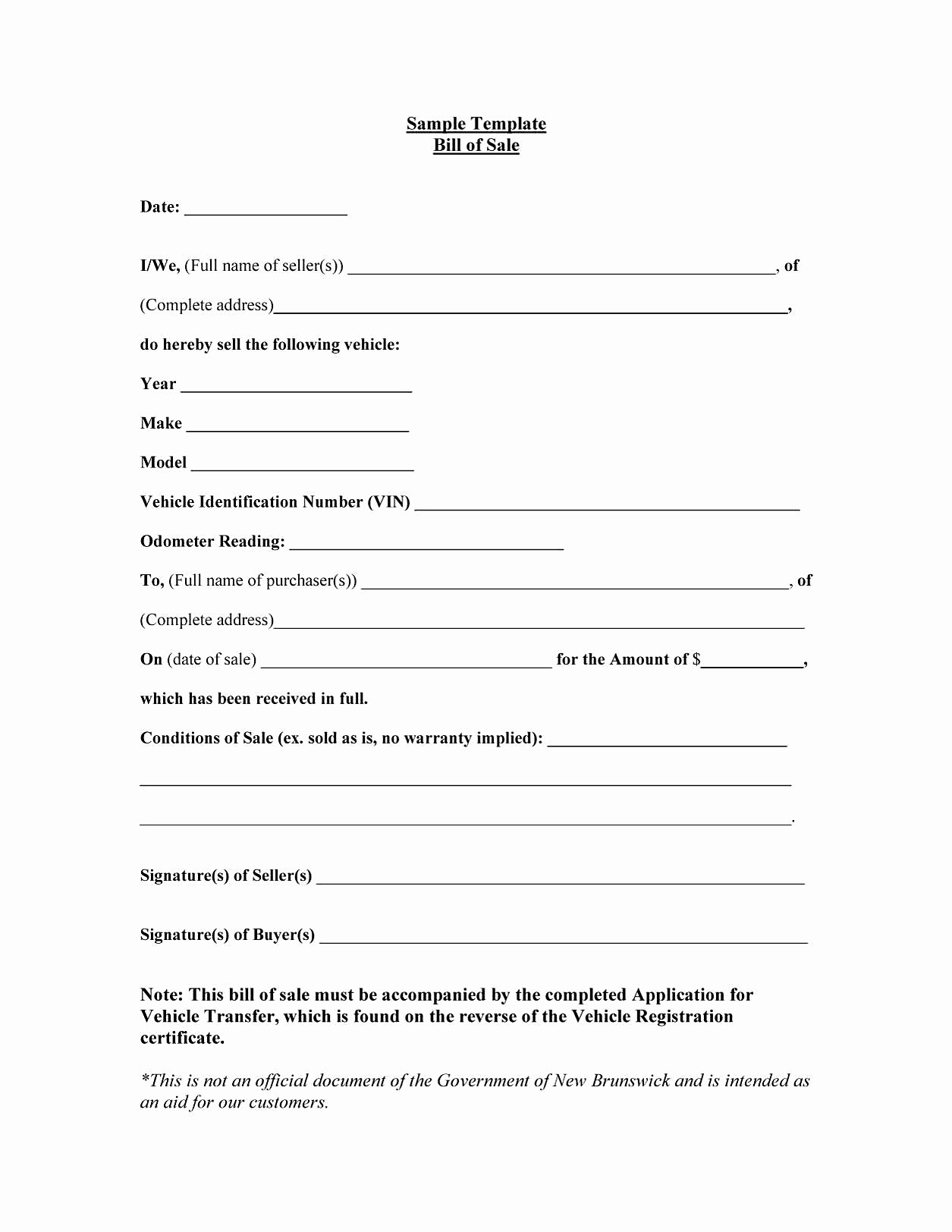 Printable Bill Of Sale Automobile Awesome Bill Sale Sample Document Mughals