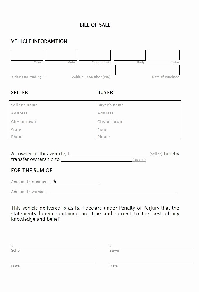 Printable Bill Of Sale Vehicle Fresh the Cars Guide Car Bill Of Sale Printable