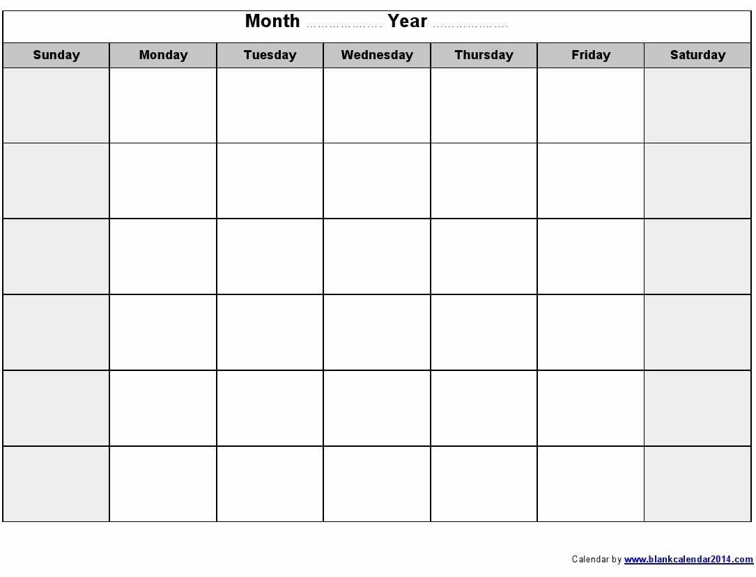 Printable Blank Monthly Calendar Template Inspirational Printable Calendars