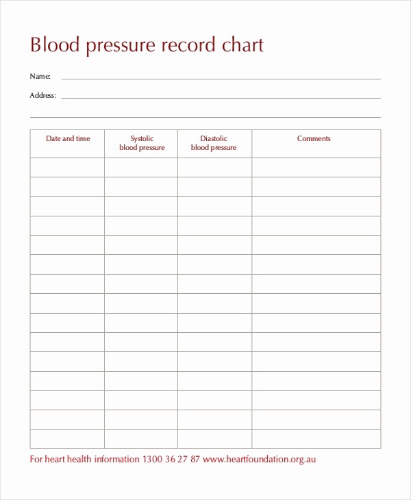 Printable Blood Pressure Chart Template Best Of 7 Blood Pressure Chart Templates Free Sample Example
