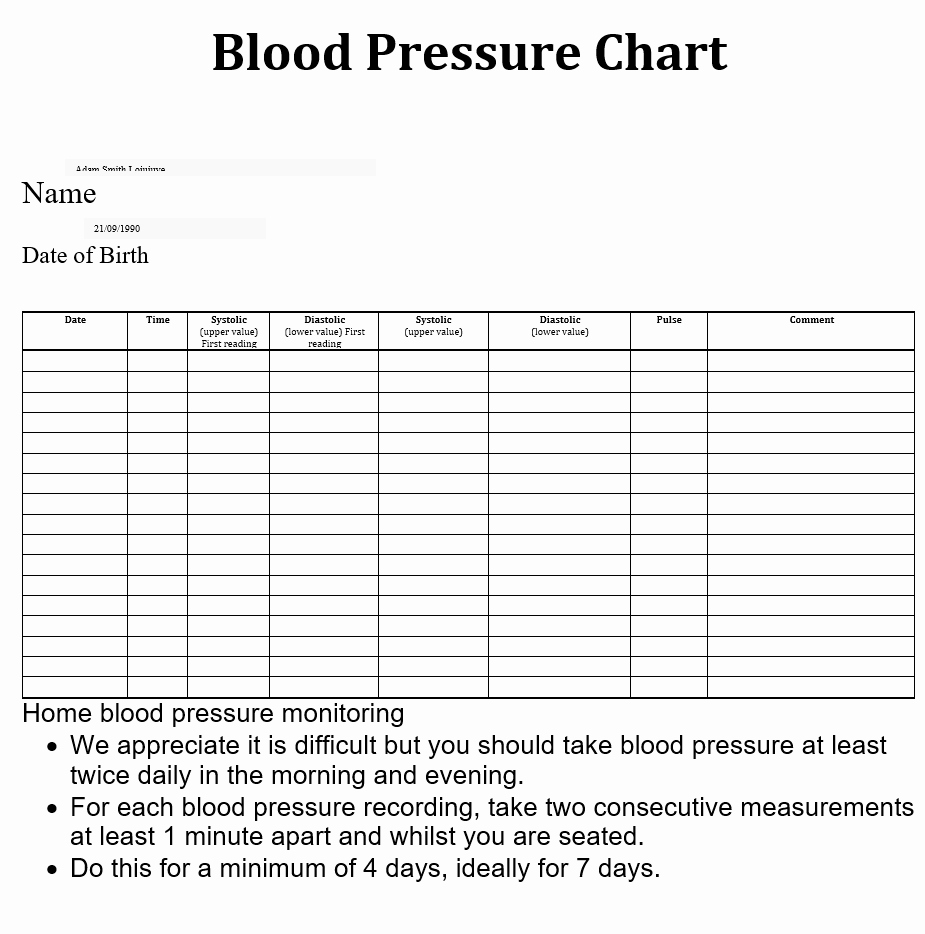 Printable Blood Pressure Chart Template Luxury 19 Blood Pressure Chart Templates Easy to Use for Free