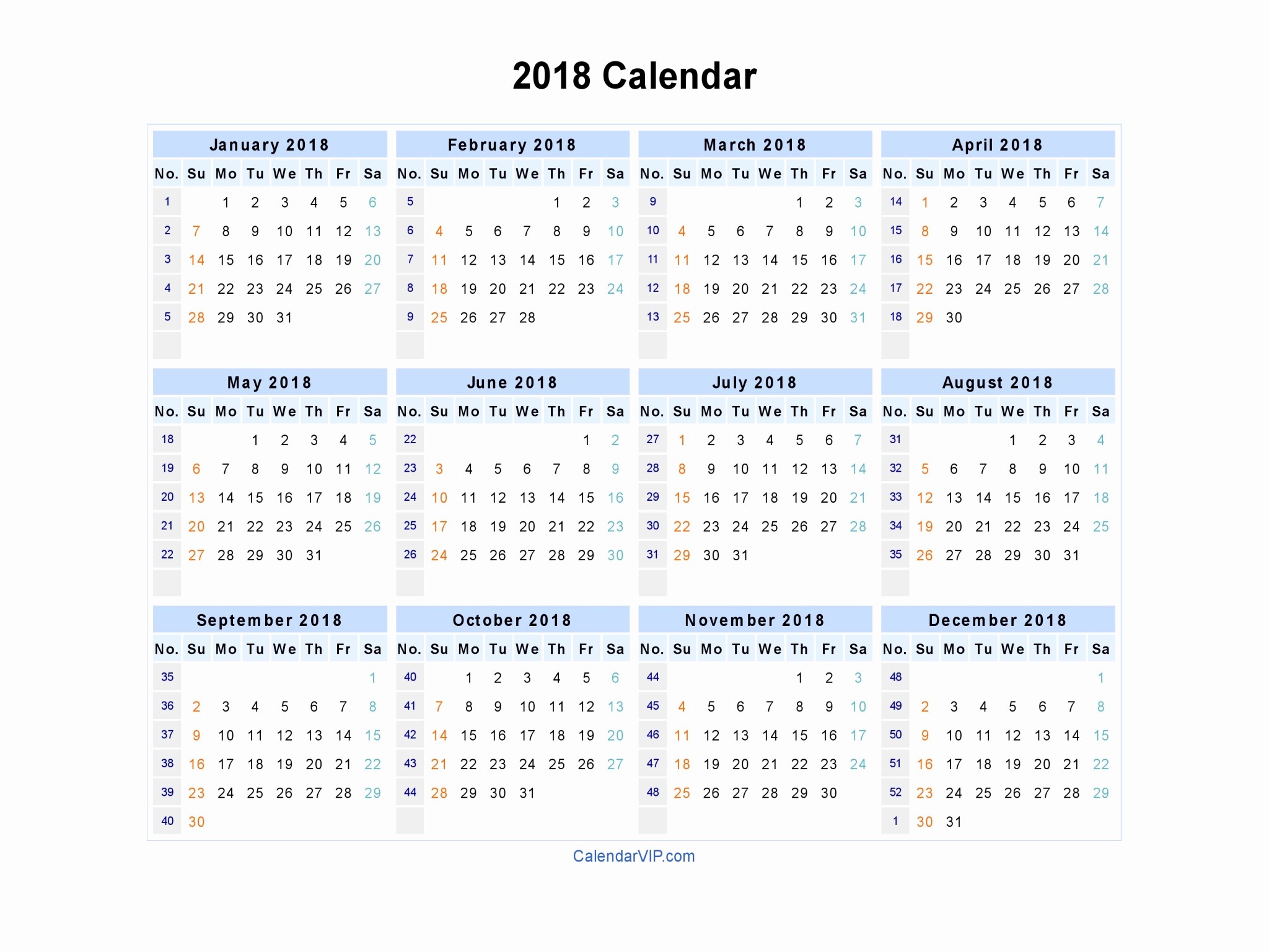 Printable Calendar December 2018 Landscape Beautiful 2018 Calendar Blank Printable Calendar Template In Pdf