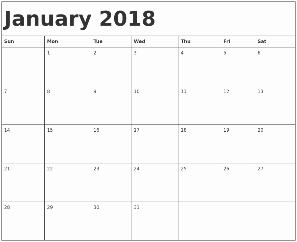 Printable Calendar December 2018 Landscape Inspirational January 2018 Calendar Landscape Portrait Printable