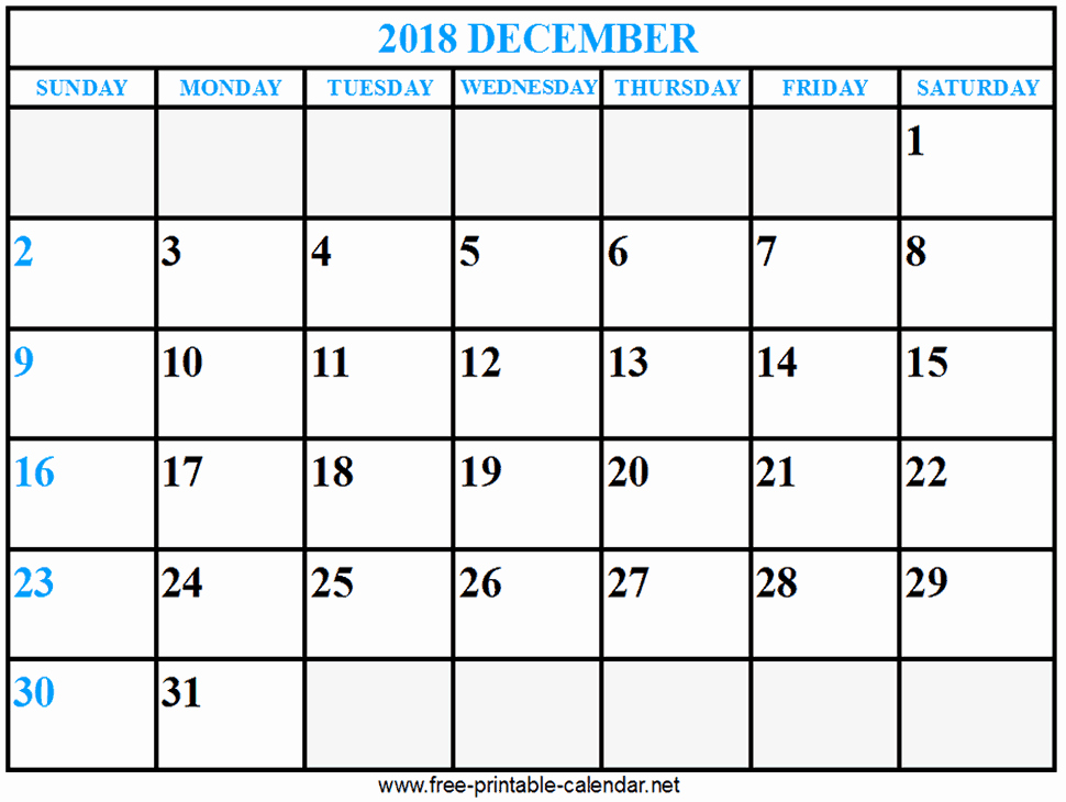Printable Calendar December 2018 Landscape Lovely Print Calendar 2018 December Download &amp; Print Calendars