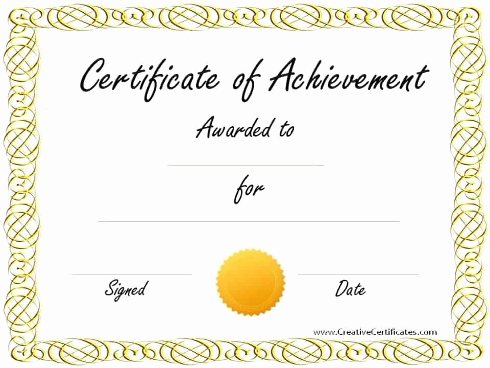 Printable Certificate Of Achievement Template Beautiful Free Customizable Certificate Of Achievement
