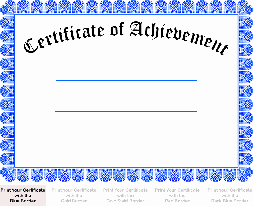Printable Certificate Of Achievement Template New Certificates Of Achievement Borders