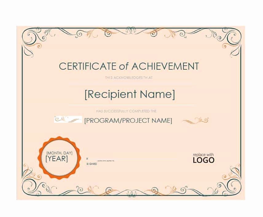 Printable Certificate Of Achievement Template Unique 40 Great Certificate Of Achievement Templates Free