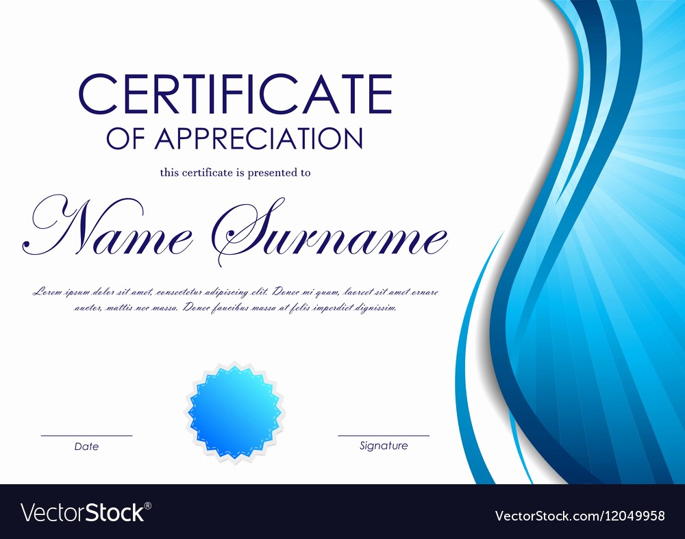 Printable Certificate Of Appreciation Template Luxury Certificate Of Appreciation Template Royalty Free Vector