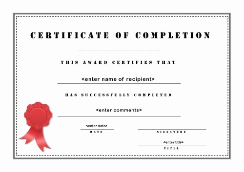 Printable Certificate Of Completion Template Best Of 13 Certificate Of Pletion Templates Excel Pdf formats