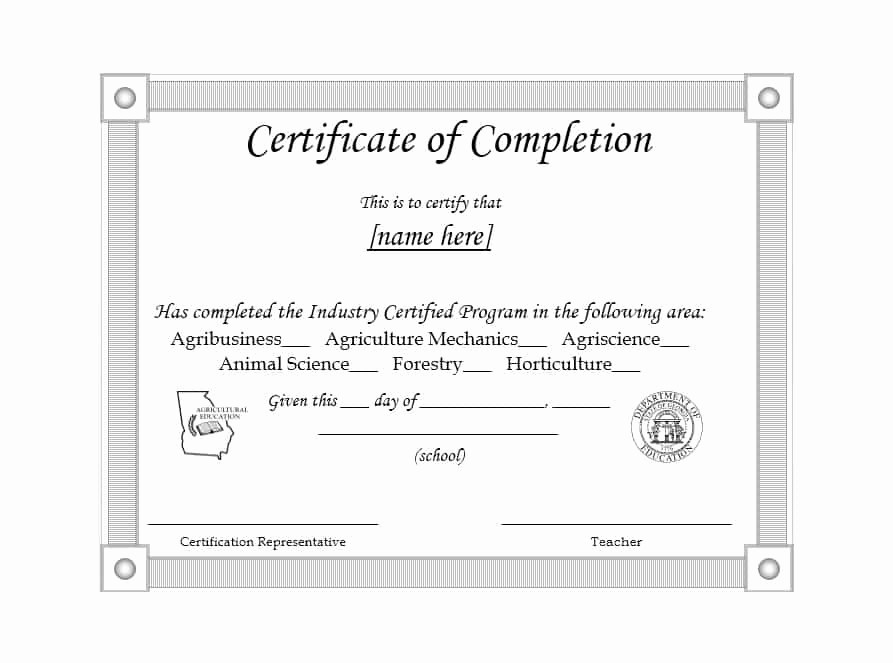 Printable Certificate Of Completion Template New 40 Fantastic Certificate Of Pletion Templates [word