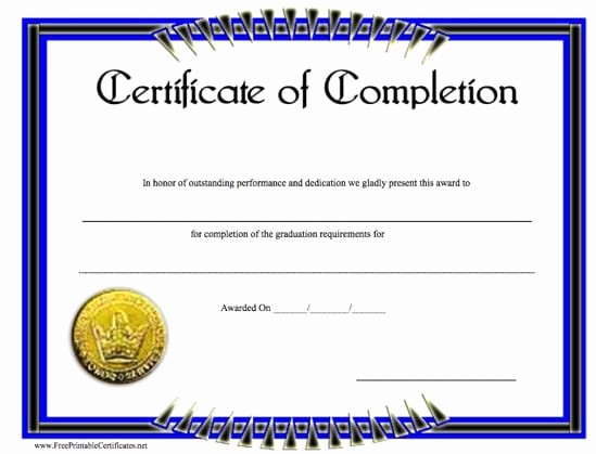 certificate of pletion template