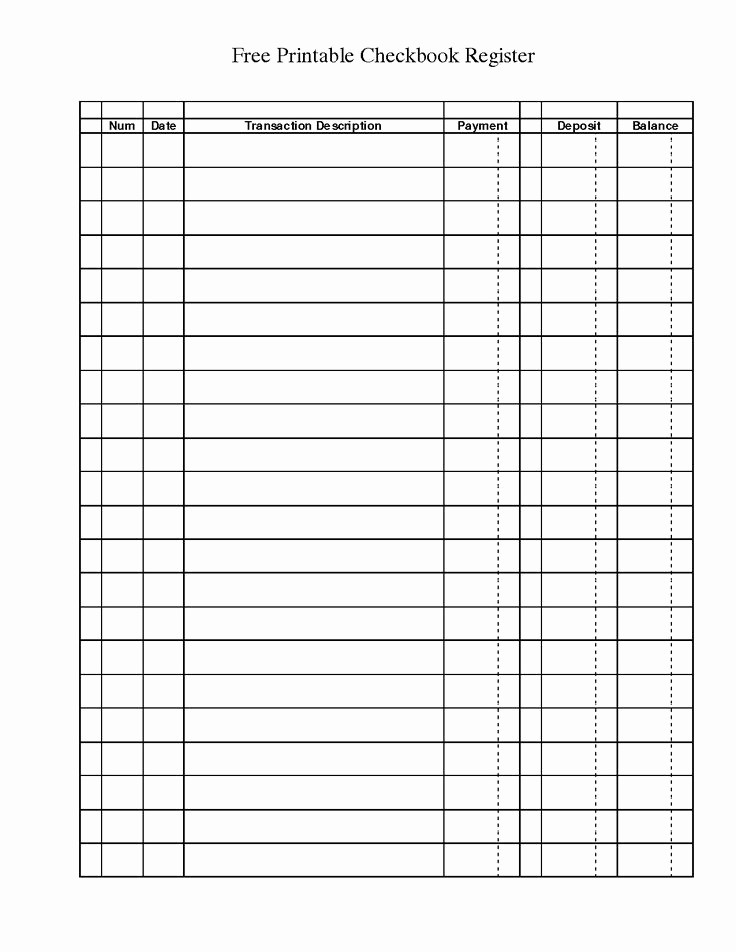 Printable Check Register Full Page Elegant Free Printable Template Chores