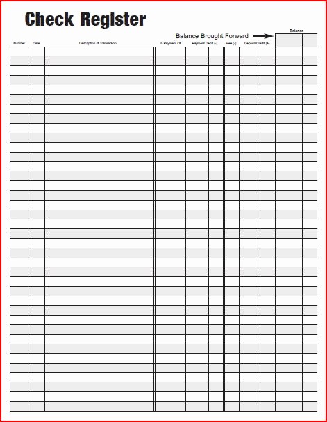 Printable Check Register Full Page Inspirational 7 Best Of Free Printable Pdf Check Register Free