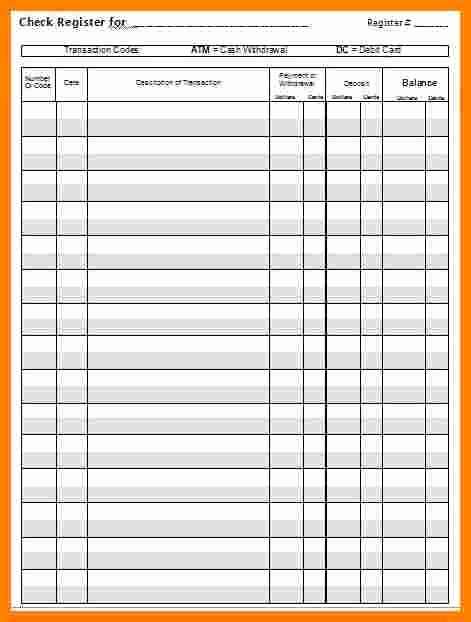 Printable Check Register Full Page Luxury 5 Bank Account Ledger Template