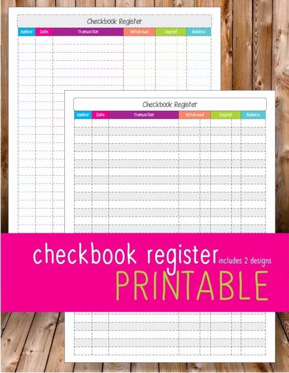 Printable Check Register Full Page Luxury Checkbook Register by Mariereneecreations On Etsy