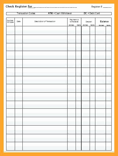 Printable Check Register Full Page Luxury Free Checkbook Register Ledger Blank Check Printable