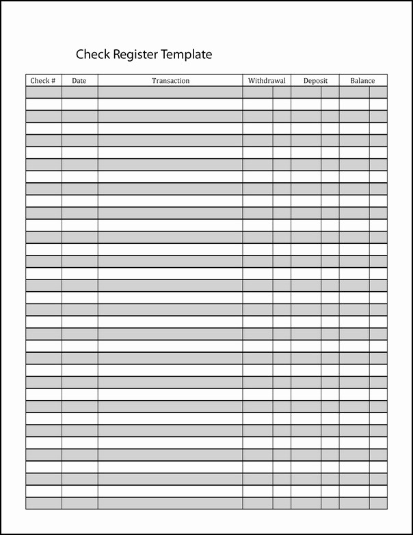 Printable Check Register Full Page Unique Printable Check Register Full Page