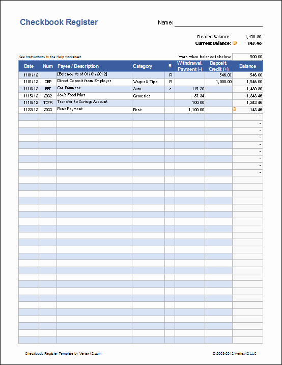 50 Printable Checking Account Balance Sheet