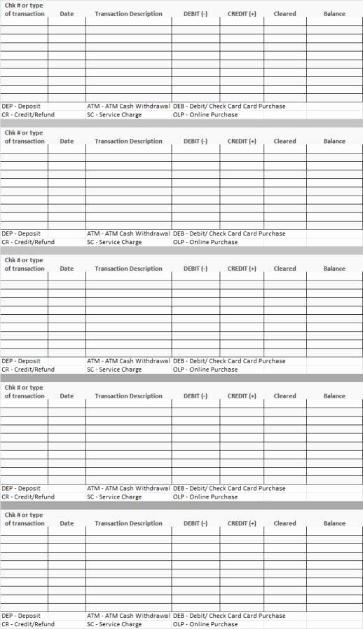Printable Checking Account Balance Sheet Best Of Printable Checkbook Ledger