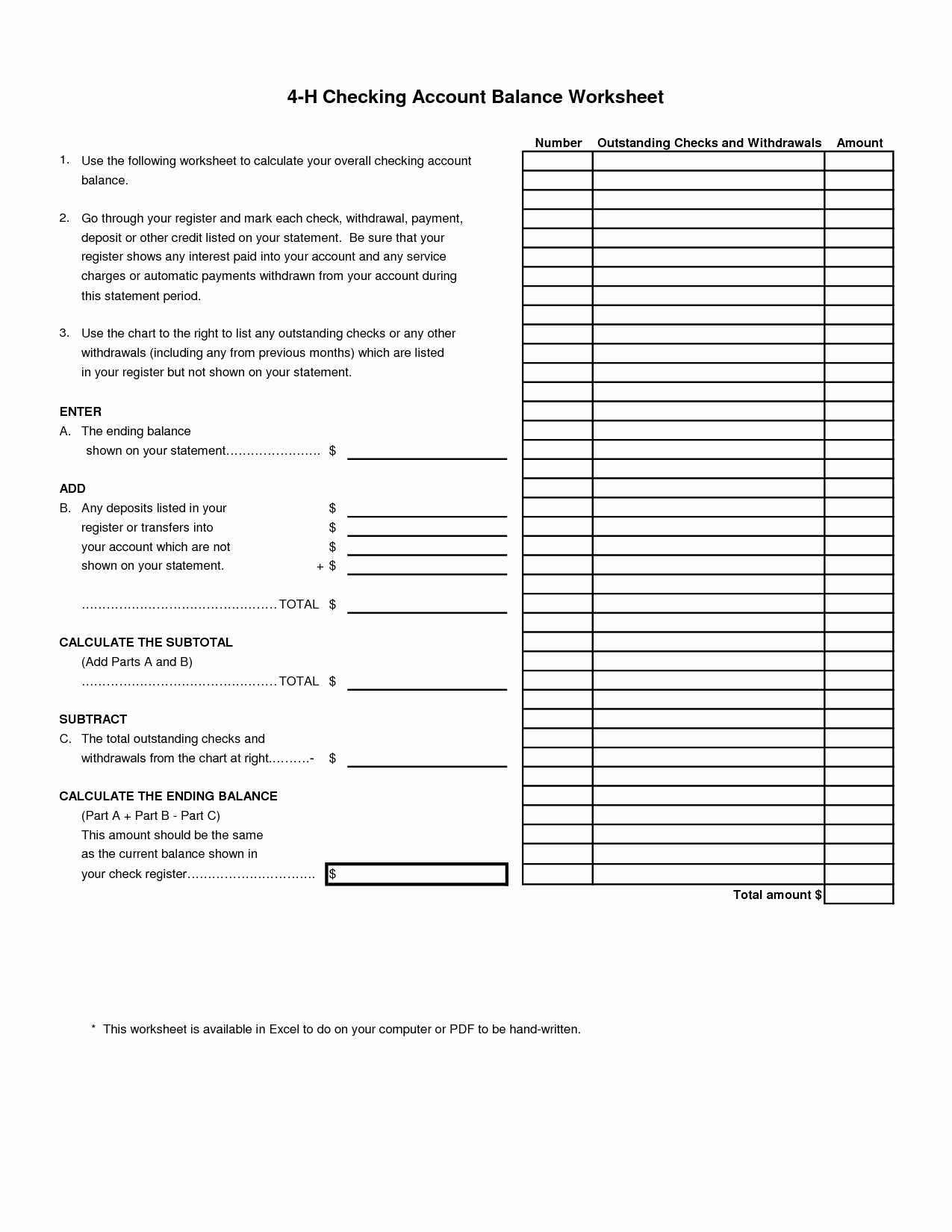 Printable Checking Account Balance Sheet Lovely 12 Best Of Balance Checkbook Worksheet Practice