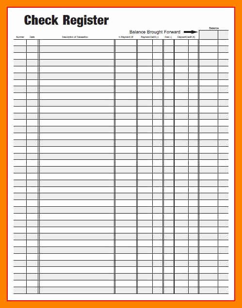 Printable Checkbook Balance Sheet